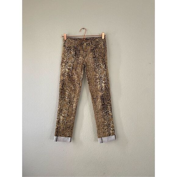 Tory Burch snake print cropped Y2k low rise‎ jeans size 25 - Picture 1 of 7